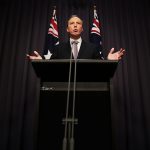 3 May 2016: Then Australian Immigration Minister Peter Dutton speaks at Parliament House in Canberra, Australia, after Hodan Yasin, a Somali refugee set herself on fire while being detained in Nauru. (Photograph by Stefan Postles/Getty Images)
