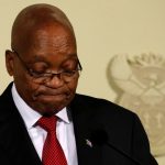 14 February 2018: President Jacob Zuma looks downcast at the Union Buildings in Pretoria as he announces he will be stepping down as leader of South Africa. (Photograph: Reuters/Siphiwe Sibeko)