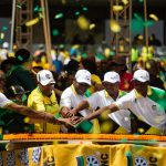 12 January 2019. ANC leaders cutting the cake at the end of the party’s election manifesto launch at the Moses Mabhida Stadium, Durban.