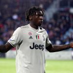 2 April 2019: Moise Kean of Juventus faces the Cagliari supporters after scoring his goal during their Serie A match at Sardegna Arena in Cagliari. (Photograph by Enrico Locci/Getty Images)