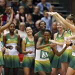 18 September 2018: Bongiwe Msomi of South Africa is introduced with the team during the Quad Series match between the New Zealand Silver Ferns and South Africa Proteas at ASB Arena in Tauranga, New Zealand. (Photograph by Anthony Au-Yeung/Getty Images)