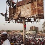 2 May 2019: Protesters pour into a sit-in in Khartoum, Sudan, around sunset. Starting at different sites in Omdurman, Khartoum and Bahri, protesters made their way to the sit-in throughout the afternoon. (Photograph by David Degner/Getty Images)