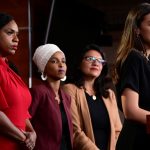 15 July 2019: (From left) Ayanna Pressley, Ilhan Omar, Rashida Tlaib and Alexandria Ocasio-Cortez at a news conference after Democrats in the United States Congress moved to formally condemn President Donald Trump's attacks on the four congresswomen. (Photograph by Reuters/Erin Scott)