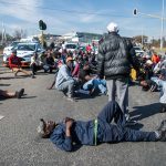 19 June 2019: Protesting residents from Alexandra township blocking streets on their way to City of Johannesburg’s Sandton office.