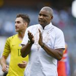 17 November 2019: Coach Molefi Ntseki went with a white shirt for Bafana Bafana’s 2021 Afcon qualifier against Sudan at Orlando Stadium in Soweto, Johannesburg. (Photograph by Lefty Shivambu/Gallo Images)