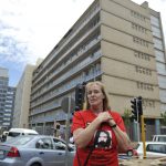 27 November 2013: Elizabeth Floyd at the former John Vorster Square police station in Johannesburg. As Neil Aggett’s partner, she has been giving evidence at the reopened inquest into his death at this station in 1982.