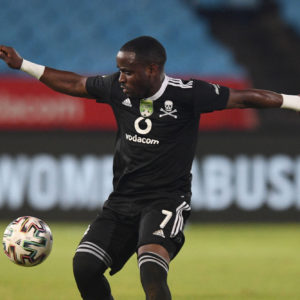 15 April 2021: ‘Gabadinho’ Mhango during Orlando Pirates’ Nedbank Cup quarterfinal against Mamelodi Sundowns at Loftus Versfeld Stadium in Pretoria. (Photograph by Sydney Mahlangu/ Gallo Images)